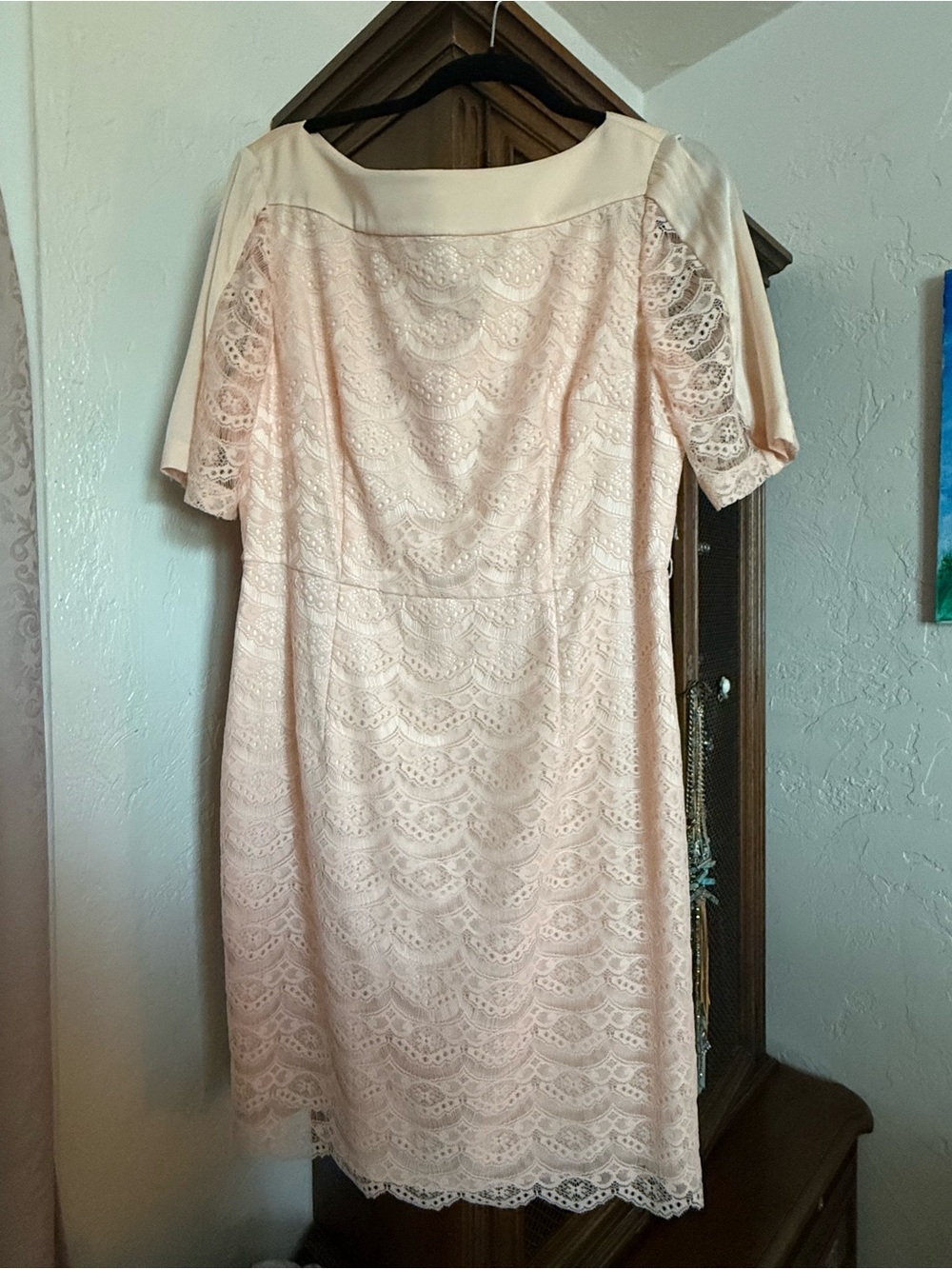 ANTONIO MELANI Blush Lace Midi Dress